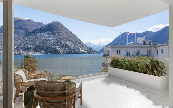 Lugano centro: lussuoso attico di nuova costruzione con vista lago